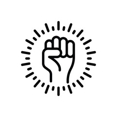 Black line icon for determination