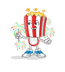 popcorn head cartoon with fireworks mascot. cartoon vector