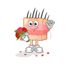 skin structure with bouquet mascot. cartoon vector