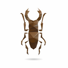 Stag beetle abstract isolated on a white backgrounds, vector illustration