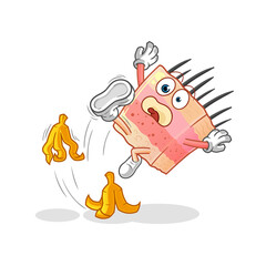 skin structure slipped on banana. cartoon mascot vector