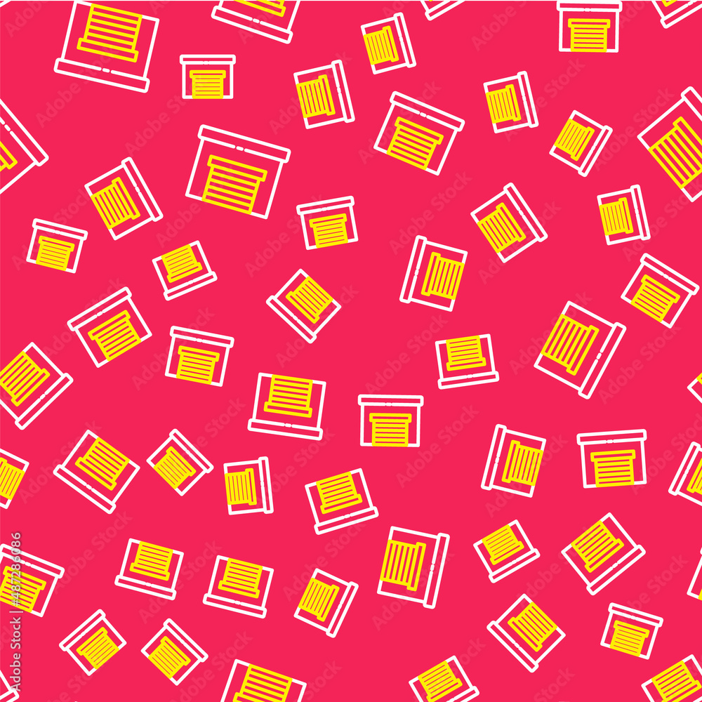 Poster line garage icon isolated seamless pattern on red background. vector