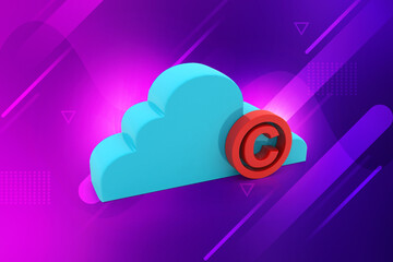 3d illustration copyright with cloud computing
