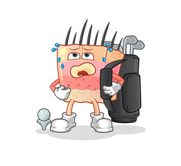 skin structure with golf equipment. cartoon mascot vector