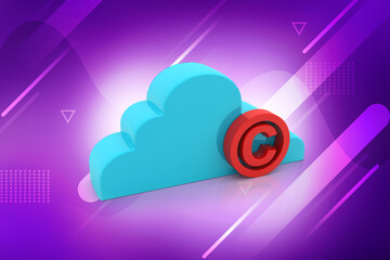 3d illustration copyright with cloud computing
