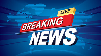 Breaking news with world map background. Vector - obrazy, fototapety, plakaty