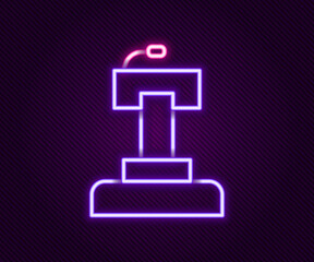 Glowing neon line Stage stand or debate podium rostrum icon isolated on black background. Conference speech tribune. Colorful outline concept. Vector