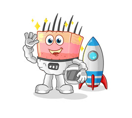 skin structure astronaut waving character. cartoon mascot vector