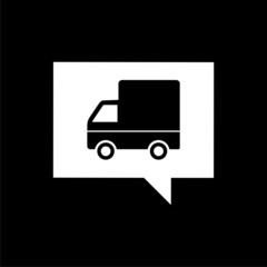 Delivery cargo truck vehicle icon isolated on dark background