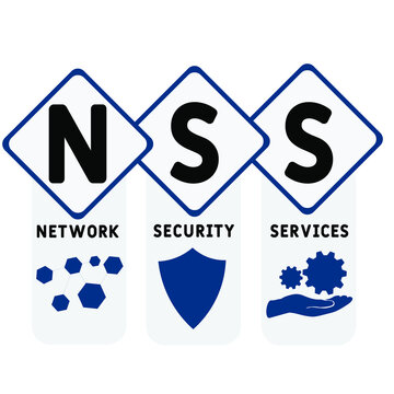 NSS - Network Security Services acronym. business concept background. vector illustration concept with keywords and icons. lettering illustration with icons for web banner, flyer, landing pag