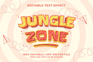 Editable text effect - Jungle Zone 3d Cartoon template style premium vector