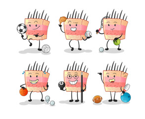skin structure sport set character. cartoon mascot vector