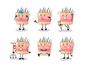 skin structure sick group character. cartoon mascot vector