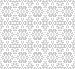 Flower geometric pattern. Seamless vector background. White and gray ornament.