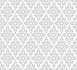 Schilderijen op glas Flower geometric pattern. Seamless vector background. White and gray ornament. © ELENA