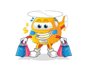 helicopter shoping mascot. cartoon vector