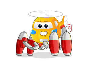 helicopter future robot vector. cartoon character