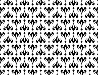 Flower geometric pattern. Seamless vector background. White and black ornament. Ornament for fabric, wallpaper, packaging. Decorative print