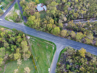 Birds-eye-view of road intersection 