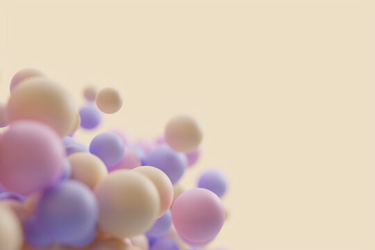 Abstract 3D floating spheres background. Publication cover design. 3D rendering.