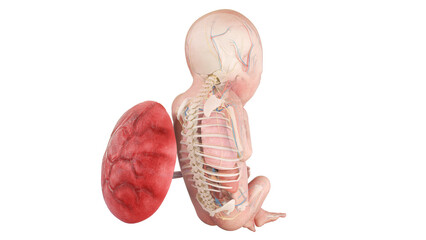 3d rendered medically accurate illustration of a human fetus anatomy - week 19