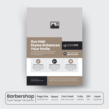 Barbershop flyer template design premium