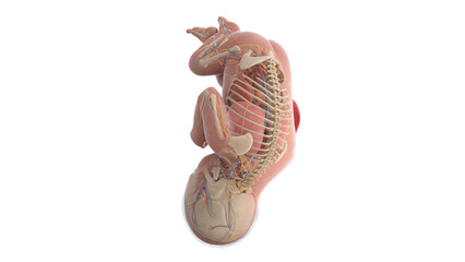 3d rendered medically accurate illustration of a human fetus anatomy - week 38