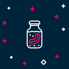 Line Sea cucumber in jar icon isolated on blue background. Marine food. Colorful outline concept. Vector