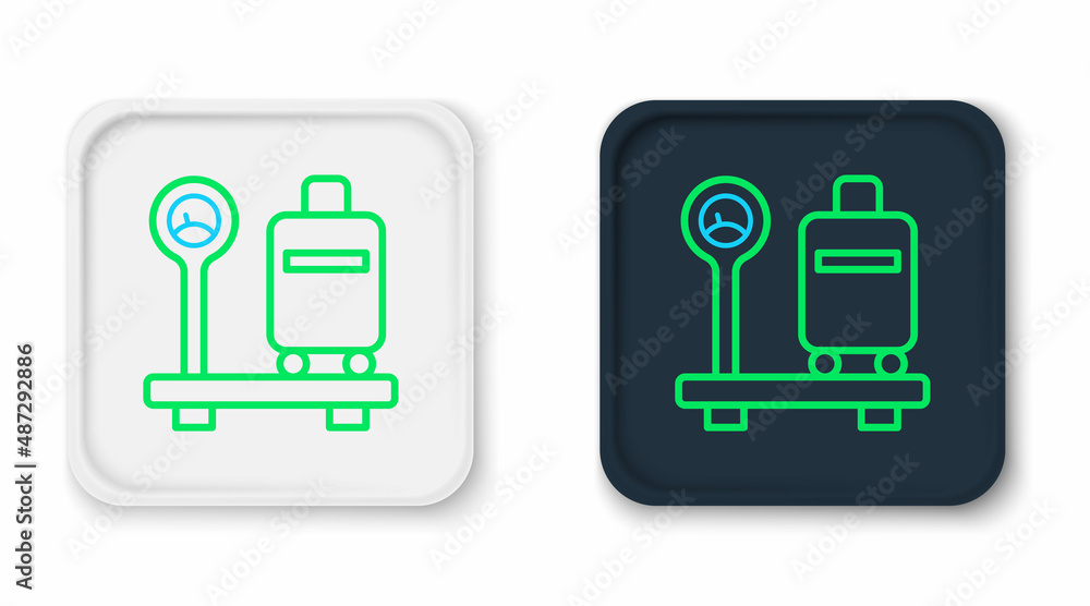 Poster line scale with suitcase icon isolated on white background. logistic and delivery. weight of deliver