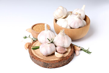 Concept of cooking with garlic, close up