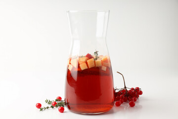 Concept of alcohol drink with Sangria on white table