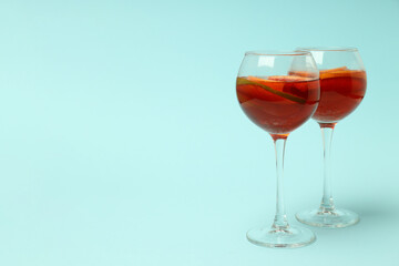 Concept of alcohol drink with Sangria, space for text