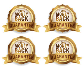 Money back guarantee promotion business gold labels collection