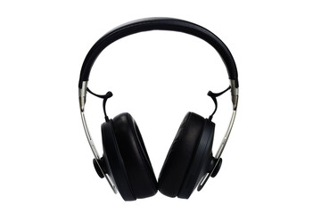 Fototapeta premium Full-size wireless headphones with leather ear pads isolated on white
