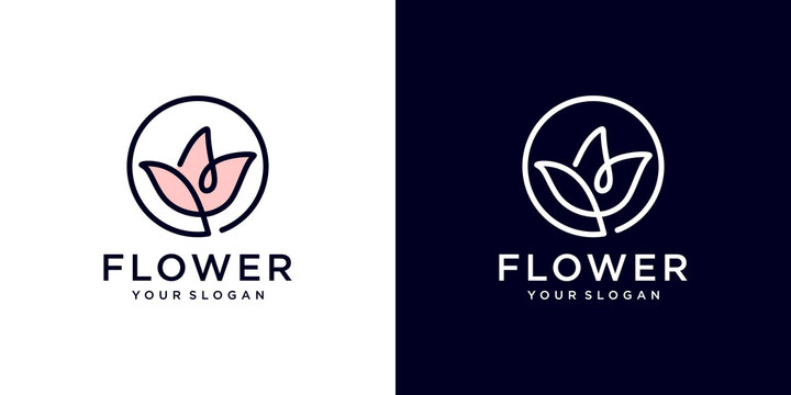 flower logo with line art design
