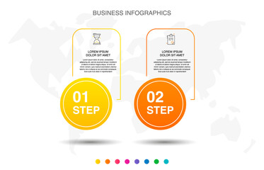 Line vector infographics with two circles. Modern concept 2 icons with labels step by step for the app, business, website, interface, chart, levels, web, diagram, banner, presentations