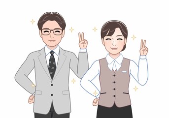 お店に出勤している男女2人