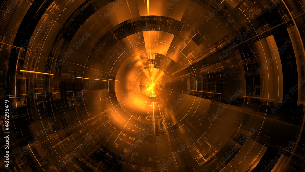 Poster abstract glowing geometric background. modern digital technologies, an element of design and decorat