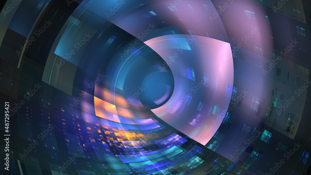 Poster abstract glowing geometric background. modern digital technologies, an element of design and decorat