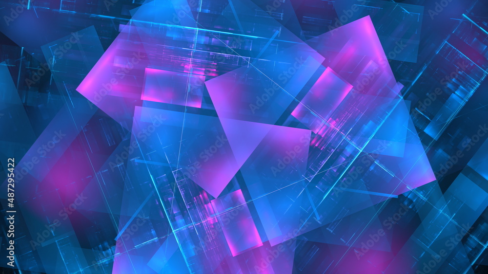 Poster abstract glowing geometric background. modern digital technologies, an element of design and decorat