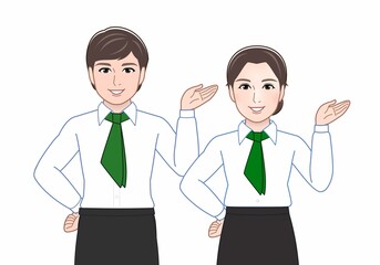 お店に出勤している男女2人