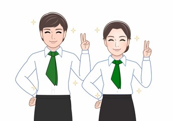 お店に出勤している男女2人