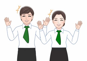 お店に出勤している男女2人