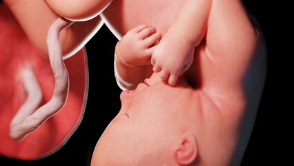 3d rendered illustration of a human fetus - week 37