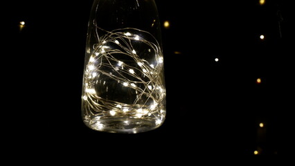 Fairy lights in a bottle.