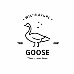 vintage retro hipster goose logo vector outline monoline art icon © Artoniumw