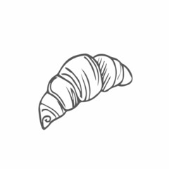 Vector hand drawn croissant icon badge bakery for design menu cafe, label and packaging.
