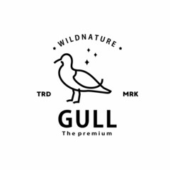 Fototapeta na wymiar vintage retro hipster gull logo vector outline monoline art icon