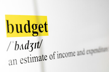 Budget Text Macro Shot Highlighted in Yellow Color On Computer Screen