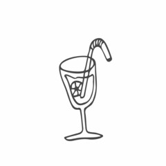 cocktail vector doodle sketch. line art cocktail isolated on white